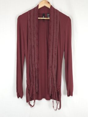 BKE Boutique Women's Maroon Fly Away Open Front Cardigan